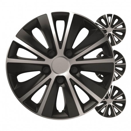 Kołpaki samochodowe 4szt. komplet rapide czarno srebrne 16" cali color box
