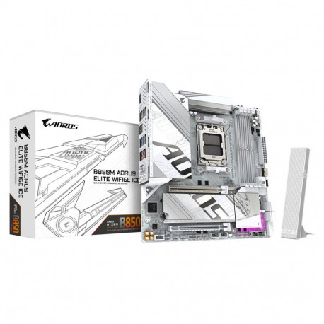 Gigabyte B850M Aorus Elite Wifi6E Ice emaplaat - AMD Ryzen 9000 seeria protsessorid, 12+2+1 faasi di