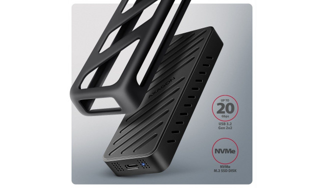 Axagon EEM2-20G NVMe-SSD-korpus USB-C 3.2 20 Gbps 2230 - 2280 must M.2