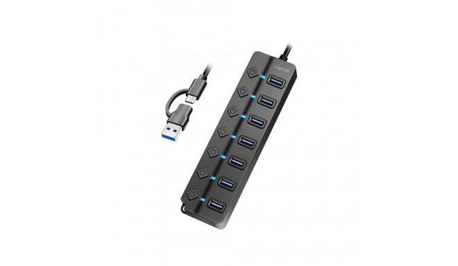 USB3.2 Gen1 hub, 7 port on/off switch black