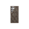 Guess 4G Collection Leather Metal Logo MagSafe Case for Samsung Galaxy S24 Ultra - Brown