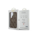 Guess 4G Collection Leather Metal Logo MagSafe Case for Samsung Galaxy S24 Ultra - Brown
