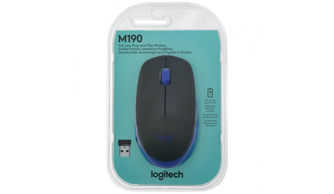 Logitech M190 -langaton hiiri, musta/sininen