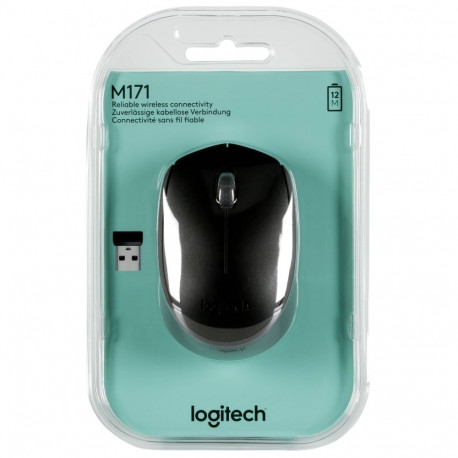 Logitech M171 juhtmevaba hiir, hall/must