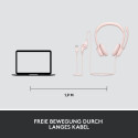 "Logitech H390 Headset on-ear wired USB-A rose"