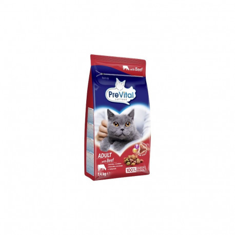 PREVITAL Cat Food Adult with Beef - Dry Cat Food - 1.4 kg