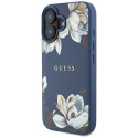 GUESS case for IPHONE 16 compatible with MagSafe GUHMP16SPGNMPLMB (PU Grained Flowers Classic Logo) 
