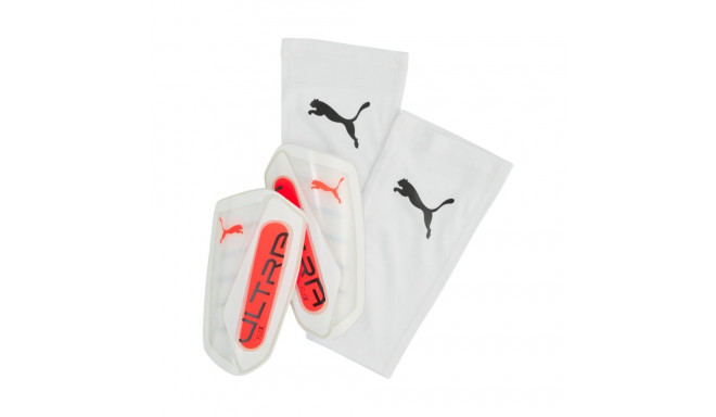Ochraniacze piłkarskie Puma Ultra Flex Sleeve biało-pomarańczowe 30987 01  L