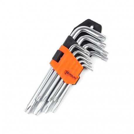Zvaigznīšu atslēgu komplekts TORX 9gab, Т10-Т50, CrV, īsās 25-007 POLAX