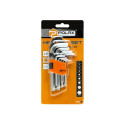 Sešstūra atslēgu komplekts 9gab., 1.5-10mm CrV, īsās 25-005 POLAX