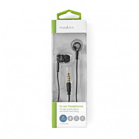 Wired Earphones with 3.5 mm Plug and Built-in Microphone, Black