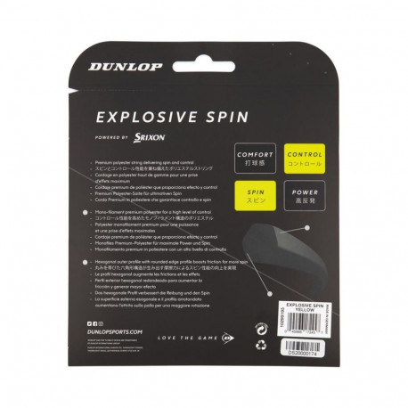Tennis string DUNLOP Explosive Spin 1.25mm 17g 12m Monofilament Hexagonal Yellow