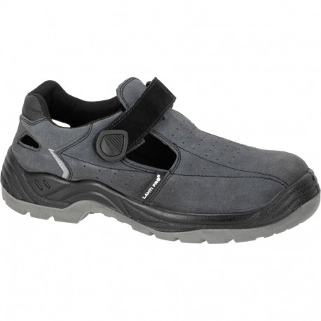 Sandały zamszowe szaro-czarne, s1 fo sr, "47", ce, lahti
