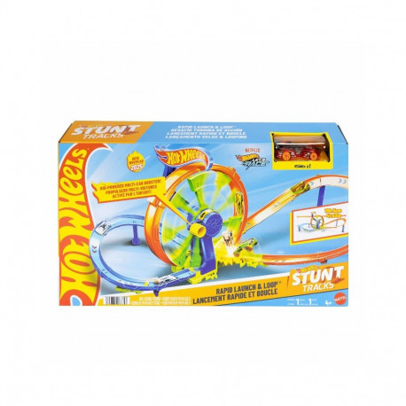 Hot Wheels Rapid Launch & Loop mängukomplekt 1:64 mõõtkavas survevalatud mänguautoga, avarii- ja raj