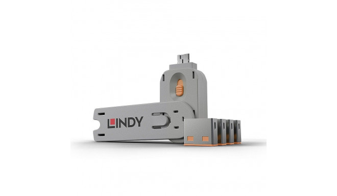 Lindy USB pordi blokeerija - 4 tk värvikood: oranž