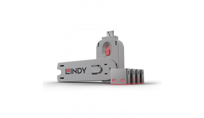 Lindy USB pordi blokeerija - 4 tk, värvikood: roosa