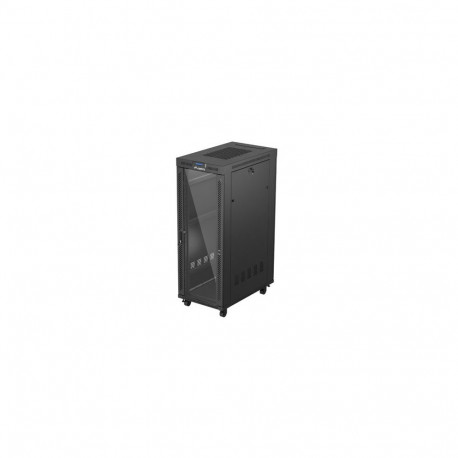 Standing installation rack cabinet 19" 32U 600x1000 black glass door LCD Lanberg (flat pack)