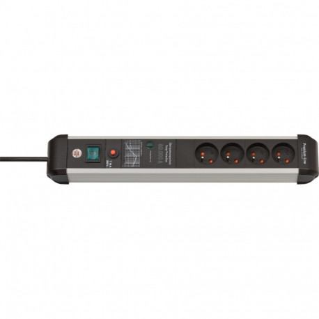 Brennenstuhl Premium-Protect-Line surge protector power strip 4 sockets 3 m black-silver (1391014400