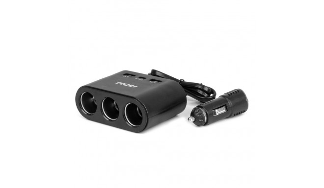 Rozdzielacz gniazda zapalniczki z ładowarką 2x usb-a 1x usb-c 12v 24v 120w 70cm amio-04361