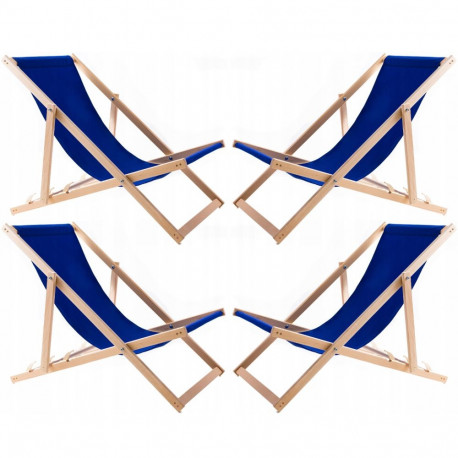 Zestaw czterech leżaków niebieskich, Woodok, zmontowany