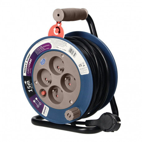 Przedłużacz bębnowy MINI, 4 gniazda 2P+Z, metalowy stojak, polwinit H05VV-F 3 (4 tk.)