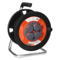 Pritsmekindel trummelkaabel IP44 4x2P+Z 16A 230V, H05VV-F 3x1,5mm2, 50m