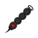 Przedłużacz 3-krotny 2P+Z, z wyłącznikiem, 5m H05VV-F 3x1,5mm2, Imax=16A, płaska wtyczka, czarny Przedłużacz 3-krotny 2P+Z, z wyłącznikiem, 5m H05VV-F 3x1,5mm2, Imax=16A, płaska wtyczka, czarny