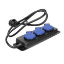 Töökoda pritsmekindel pikendusjuhe IP44, 3 pistikupesa 2P+Z IP44, kummikaabel, H05RR-F 3x1,5mm², pik