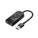 External Sound Card Adapter USB 2.0 with Volume Control & Mute Function, Black