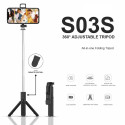 Elight S3L 3in1 LED Gaismas Selfie Nūja & Video WEB zvanes Statīvs līdz 68cm & Aiztvara Poga Melna