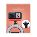 CP X4 LED 16cm Rechargeable Selfie Ring Light with BT Remote & Handle + Floor Stand 20-90cm + Phone 