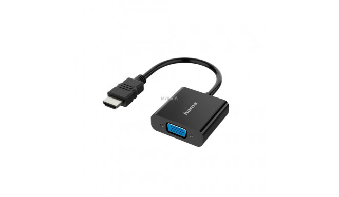 Hama videoadapter 4047443437457 HDMI-pistik VGA-pesa audiopesa, must