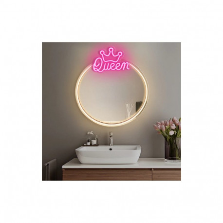 Forever Light LED-neoonpeegel QUEEN FMNE04, soe valge, roosa
