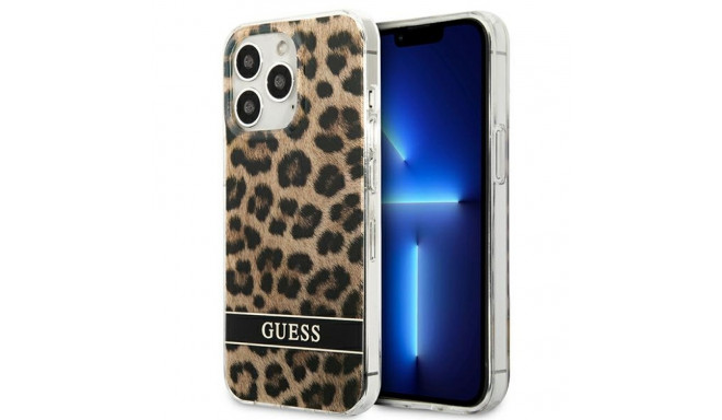 Guess Leopard Electro Stripe - Etui iPhone 13 Pro (Brown)