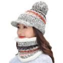 BQ52H KOMPLET DAMSKI CZAPKA I SZAL GREY