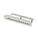Patch Panel 12 Port 1U 10 inch FTP with organizer for keystone modules, gray