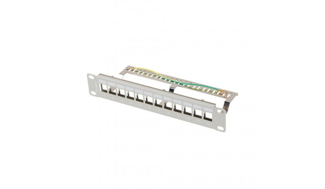 Patch Panel 12 Port 1U 10 inch FTP with organizer for keystone modules, gray