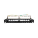 Patch Panel 12 Port 1U 10 inch FTP with organizer for keystone modules, black