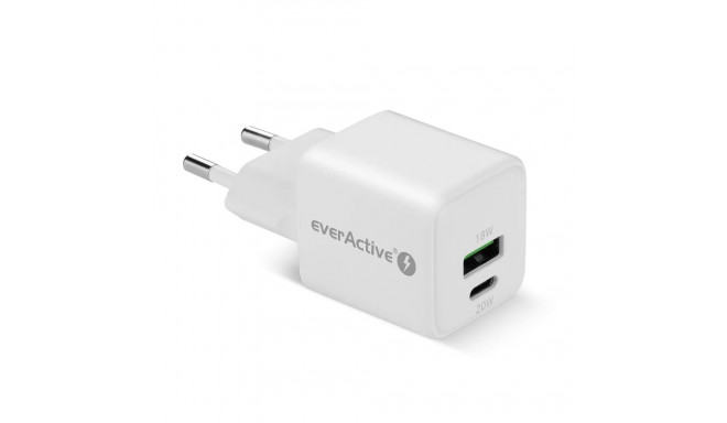 PHONE CHARGER GAN 1X US B, 1X USB-C 20W WHITE