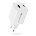 PHONE CHARGER GAN 1X US B, 1X USB-C 45W WHITE