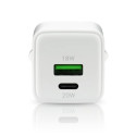 PHONE CHARGER GAN 1X US B, 1X USB-C 20W WHITE