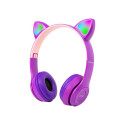 Wireless headset Bluetooth 5.0 LED for kids purple ears