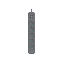 Power Line+ 5m Graphite surge protector power strip (5 sockets)