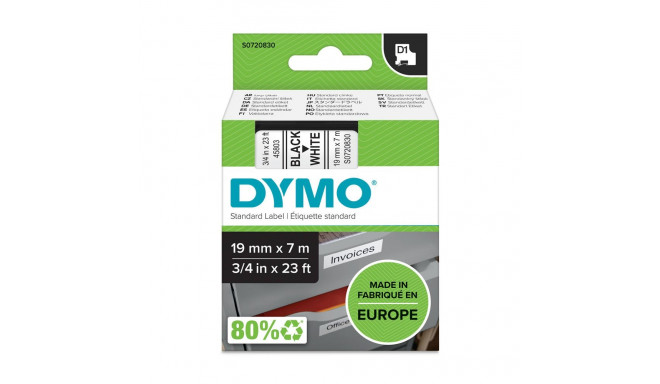 DYMO D1 lint 19mm x 7m / must valgel (45803 / S0720830)