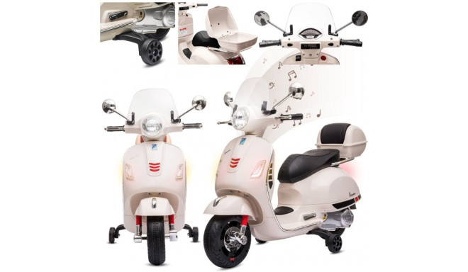 Jeździk akumulatorowy Scooter Vespa z kuferkiem biały