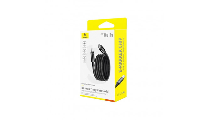 Cable - Baseus Tungsten Magnetic USB C to USB C Fast Charging 100 W 1 m Black