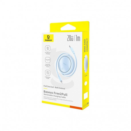 Charging Cable - Baseus Free2Pull USB-C to iP Lightning Fast Charging 20W 1m Blue