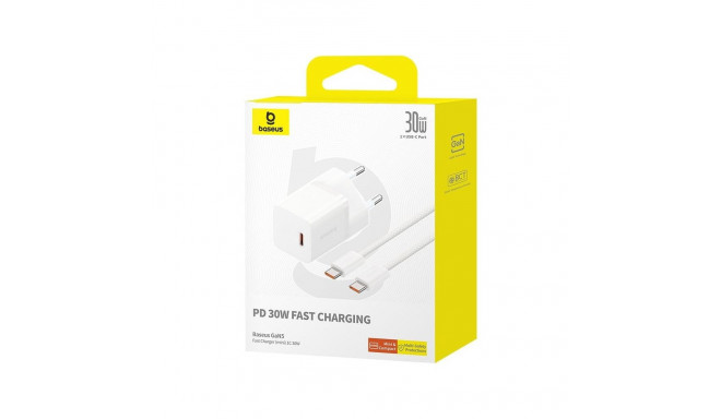 Charger - Baseus 30W GaN5 Mini USB-C Mains Charger with Cable White