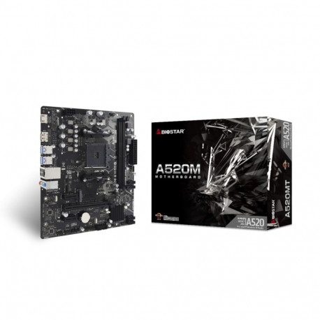 Motherboard - BIOSTAR A520MT Micro ATX, AMD Ryzen™ 3, 2 DIMM DDR4, 7.1 Audio, USB Ports