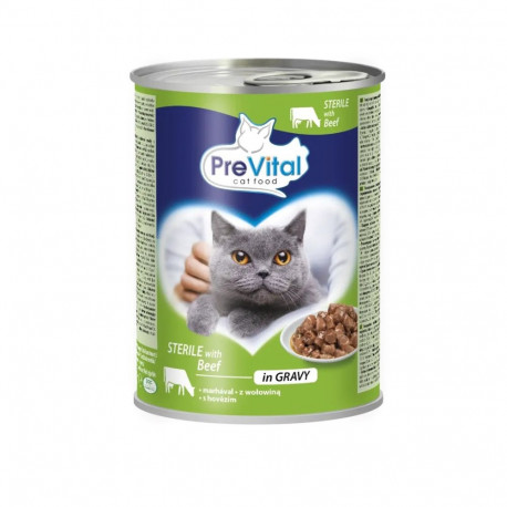 Wet Cat Food - PREVITAL Sterile Beef In Sauce Cat Food, 415g